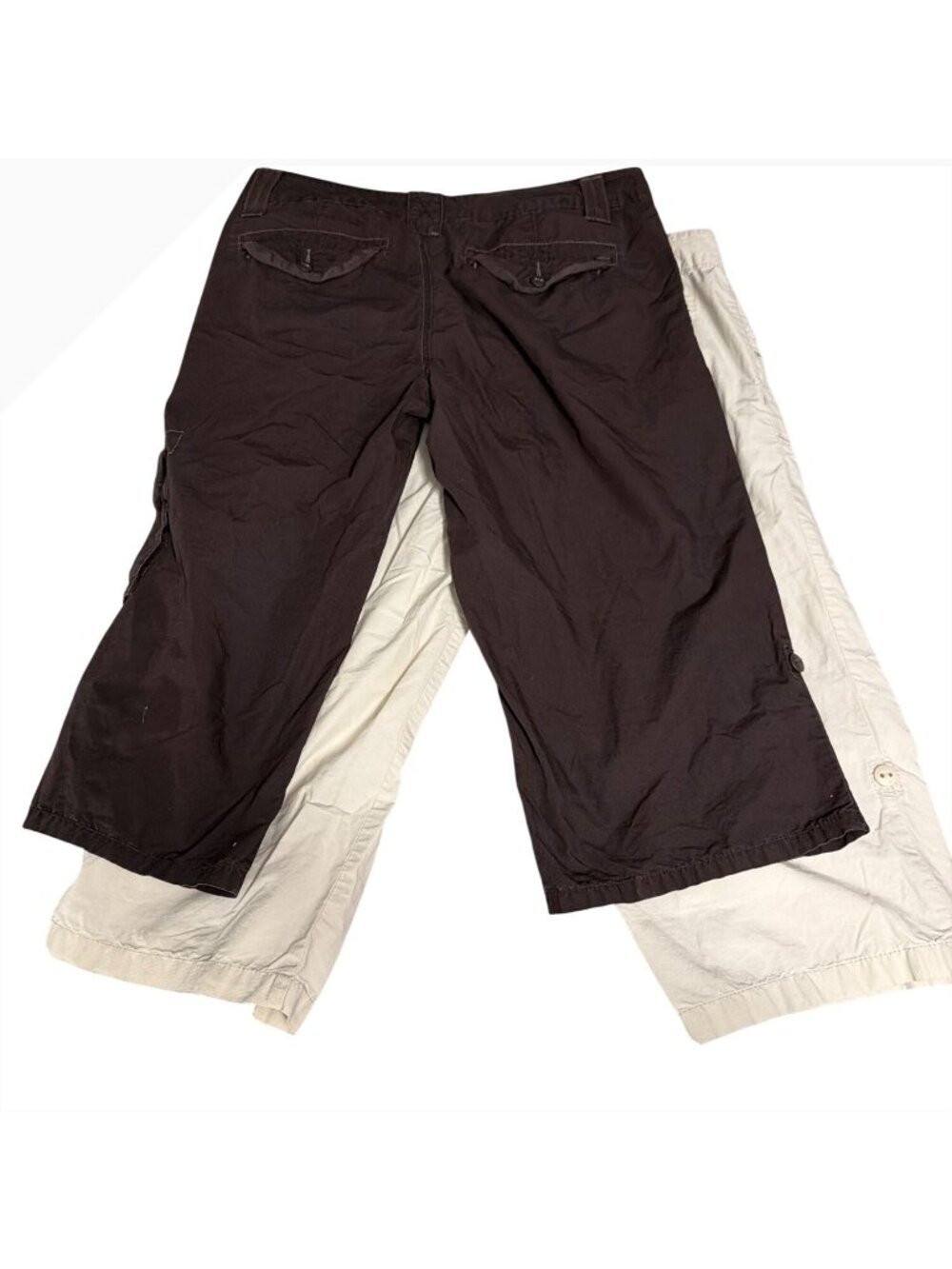 2 Calvin Klein Womens Cargo Capri Pants Size 16 Beige & Brown Rip-stop hiking - Picture 5 of 8